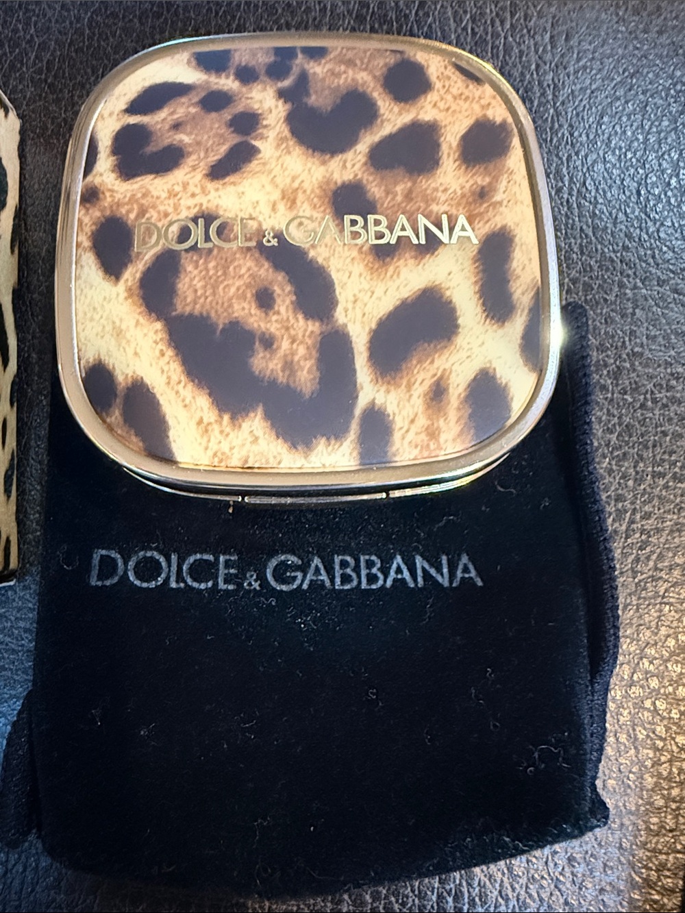 Dolce & Gabbana Leopard Print Compact Pouch with Black Velvet Sleeve - Picture 2 of 5